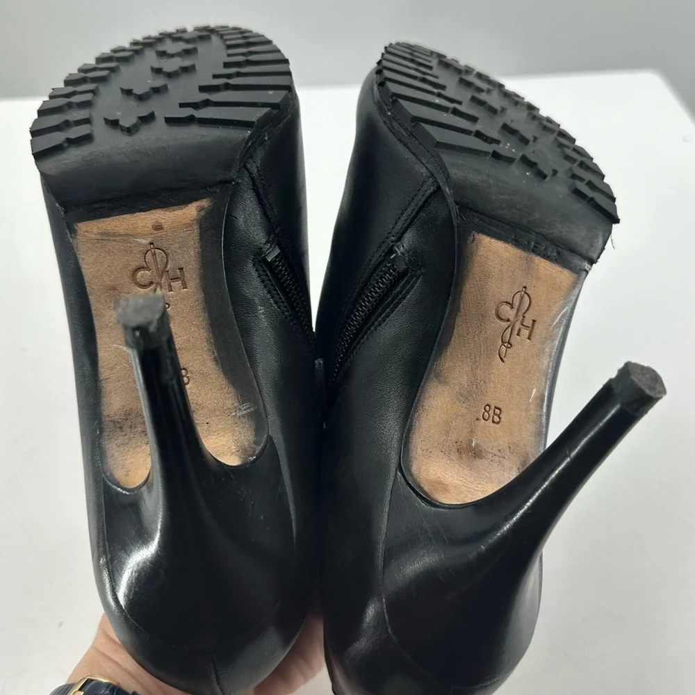 *Cole Haan Leather Booties Black Stiletto Heel Womens 8 with Dustbag - Picture 12 of 14